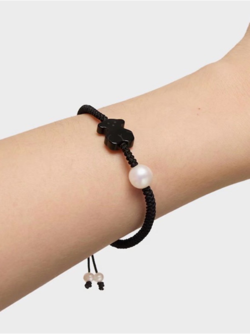 TOUS Onyx and Pearl Tibet Bracelet with Bear Motif Used